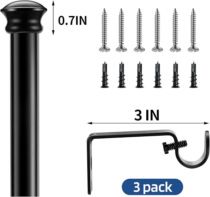 Standard Decorative Window Curtain Rods 30 to 116 Inch, 5/8 Inch Diameter Small - Image 5