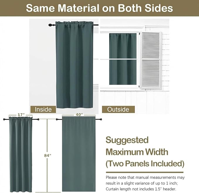OVZME Dark Green Blackout Curtains - Image 2