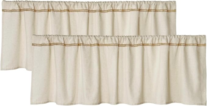 2 Pack Cotton Linen Valance for Windows by Oindec
