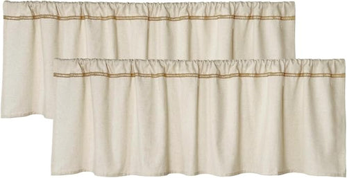 2 Pack Cotton Linen Valance for Windows by Oindec