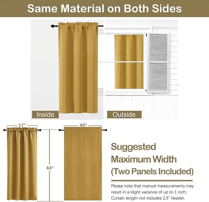 OVZME Bright Gold Blackout Curtains - Image 2