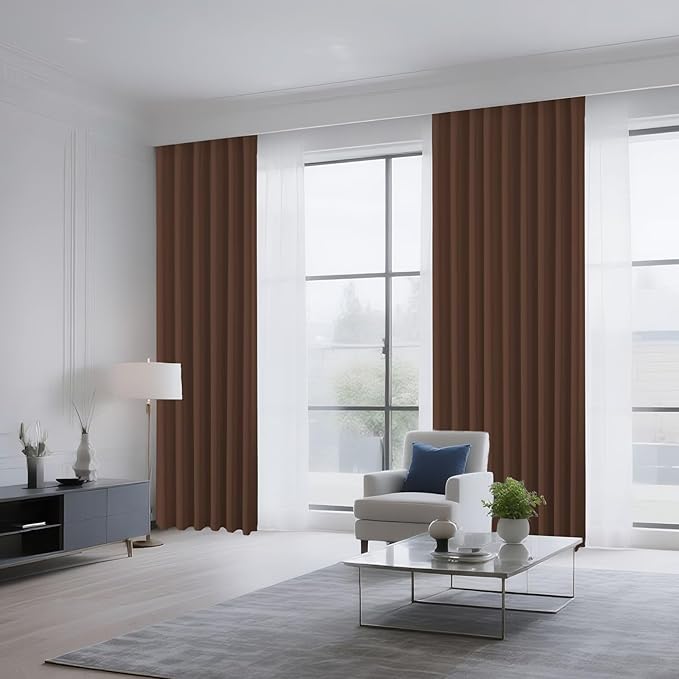 CUCRAF Brown Blackout Curtains 108 inch Length 2 Panels Set, Rod Pocket Room - Image 8