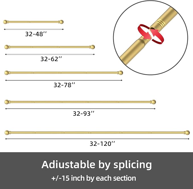 GXOACKJ 2 Pack Gold Curtain Rods - Image 6
