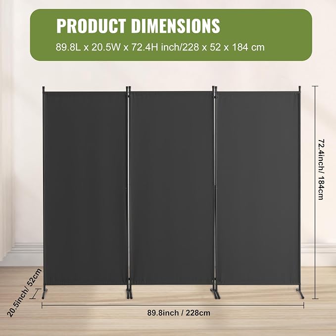VEVOR Room Divider, 3 Panel Room Dividers and Folding Privacy Screens, Fabric - Image 7