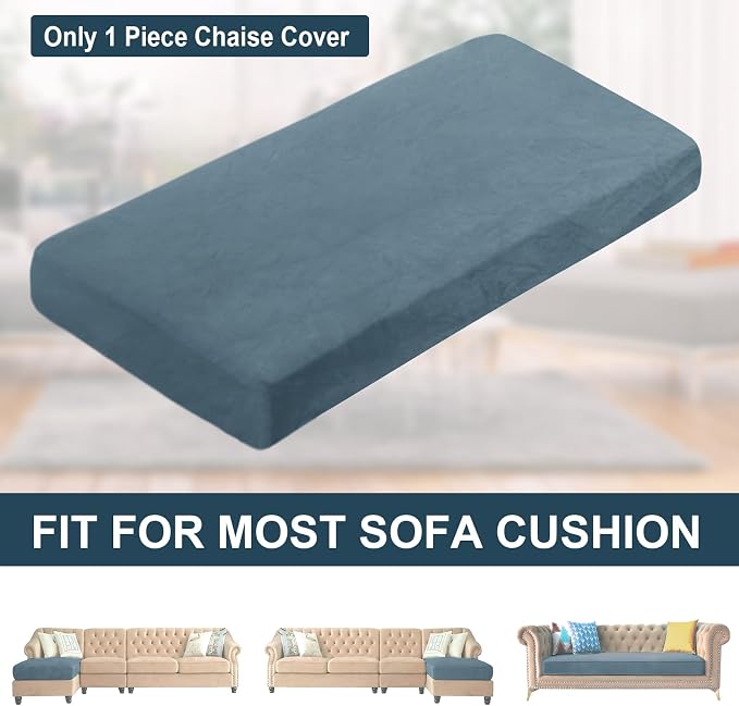 NAISI Sectional Couch Cover 1 Piece Velvet Separate Chaise Lounge Cover Soft - Image 6