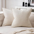 MIULEE Cream White Velvet Throw Pillow Covers 16x16 Soft Decorative Solid by MIULEE