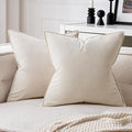 MIULEE Cream White Velvet Throw Pillow Covers 24x24 Soft Decorative Solid by MIULEE