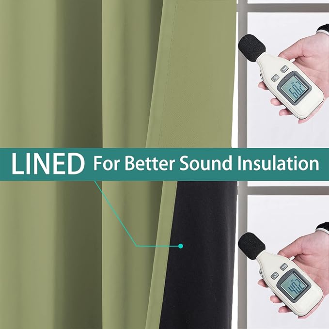 Yakamok 100% Blackout Curtains Energy Saving Thermal Insulated 2 Thick Layers - Image 4