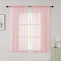 Sheer Blush Curtains for Bedroom Living Room 54 Inch Length 2 Panels Set by WelvetBLK
