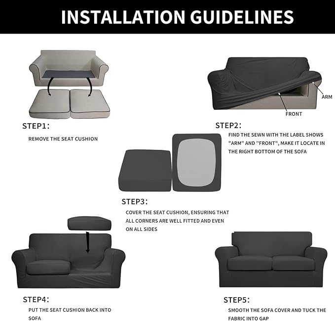 Easy-Going 3 Pieces Stretch Soft Couch Cover - Image 6