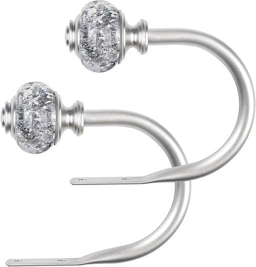2 Pack Curtain Holdbacks, USFOOK Silver Decorative Window Drapery Tiebacks by USFOOK