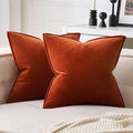 MIULEE Burnt Orange Velvet Throw Pillow Covers 18x18 Soft Decorative Solid by MIULEE