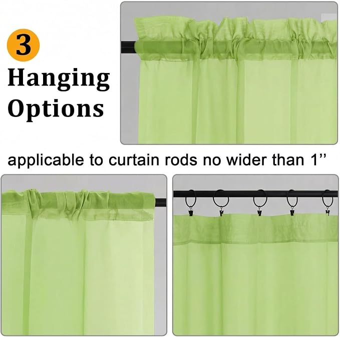 Gwine Short Kitchen Sheer Curtains 24 Inch Length - Image 2