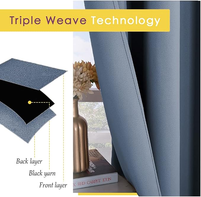 NICETOWN Blackout Curtains for Bedroom, Stone Blue, Home Decoration Thermal - Image 4