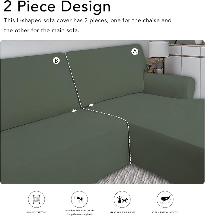 PureFit Super Stretch Sectional Couch Covers - Image 5