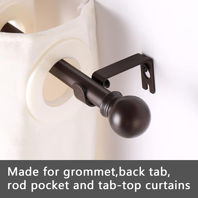 GXOACKJ Curtain Rods for windows 32-48 inch, 5/8 inch Decorative Brown Splicing - Image 3