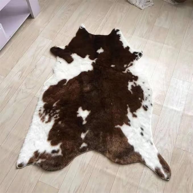 Huichenxing2021FURSTORE Faux Fur Deer Print Area Rug, Animal Hide Skin Cowhide by Huichenxing2021FURSTORE
