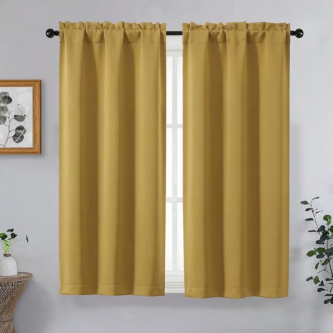 OVZME Bright Gold Blackout Curtains by OVZME