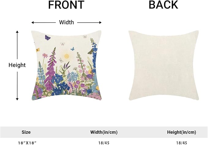 AEIOAE Spring Pillow Covers 18x18 Inch Set of 2, Seasonal Floral Plant Outdoor - Image 5