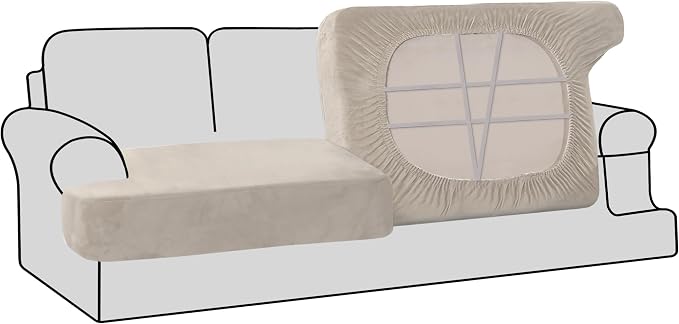 H.VERSAILTEX Stretch Velvet 2 Piece T Cushion Sofa Slipcovers by HVERSAILTEX