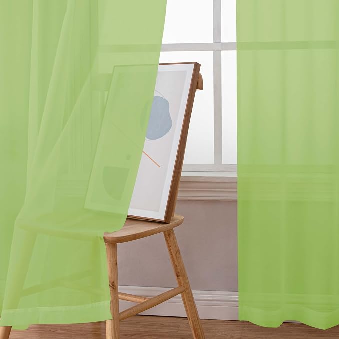 Chyhomenyc Lime Sheer Curtains 84 Inches Long 2 Panels Set, Light Filtering - Image 7