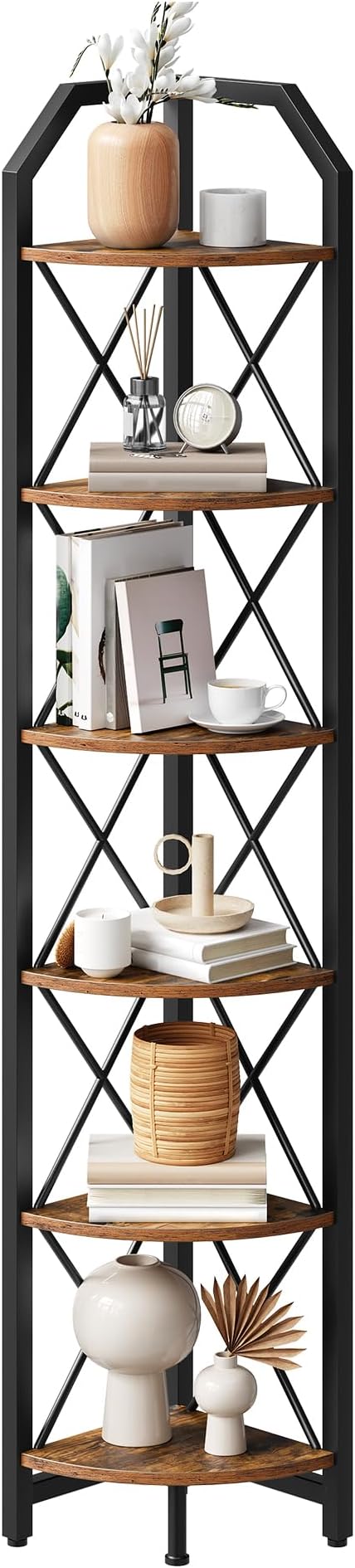 CHOEZON 6-Tier Corner Shelf, Industrial Corner Bookshelf, 71.2" Corner Storage - Image 8