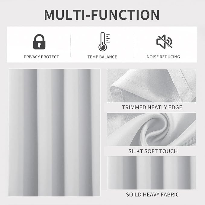 Joydeco White Curtains 45 Inches Long 2 Panels Set, Thermal Insulated Long - Image 3