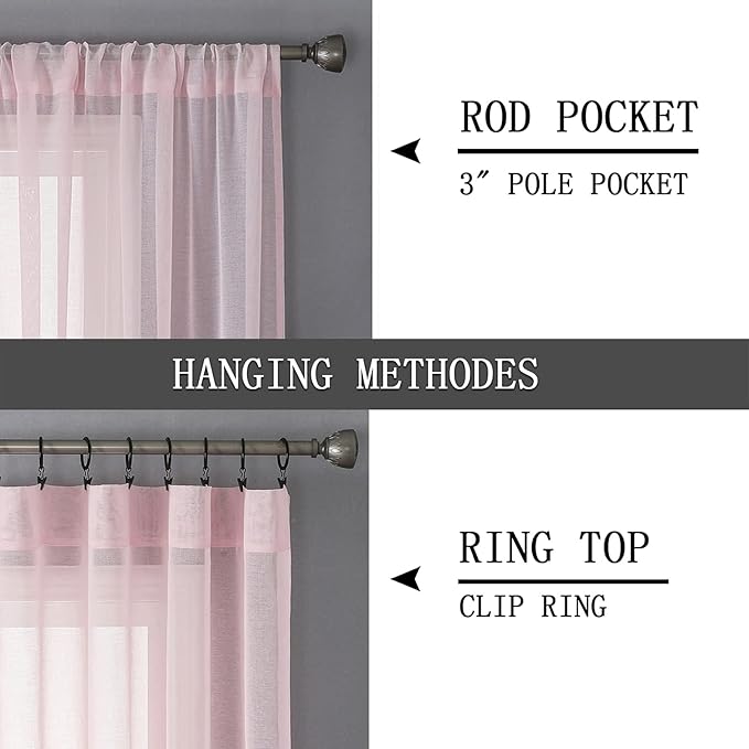 Tollpiz Short Sheer Curtains Linen Textured Bedroom Curtain Sheers Light - Image 5