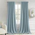 MIULEE Slate Blue Back Tab Blackout Curtains 108 Inch Long 2 Panels Set by MIULEE
