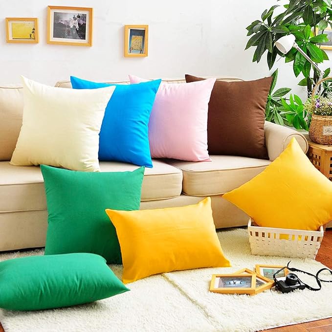 4-Pack 100% Cotton Lumbar Comfortable Solid Decorative Throw Pillow Case - Image 3