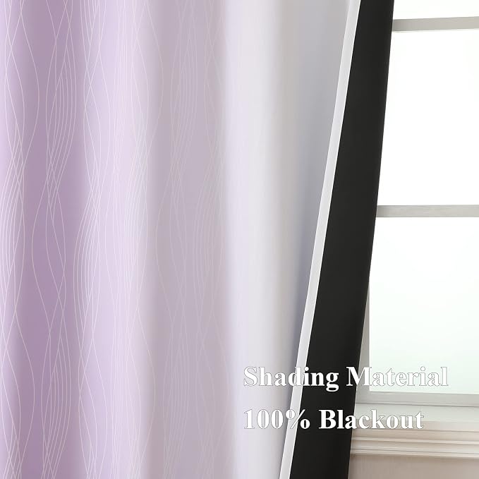 Estelar Textiler Lilac and Grayish White Blackout Curtains 108 Inches Long - Image 5