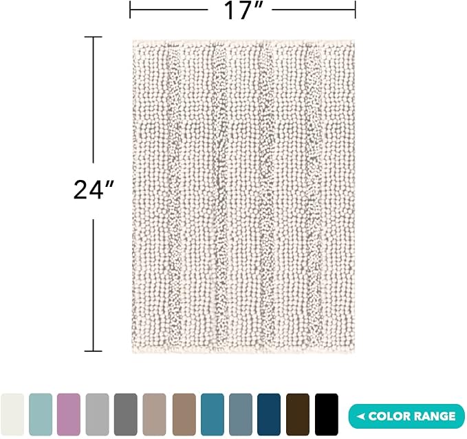 Turquoize Chenille Bath Rugs Shaggy Non Slip Bath Mat 17 x 24 Extra Soft - Image 2