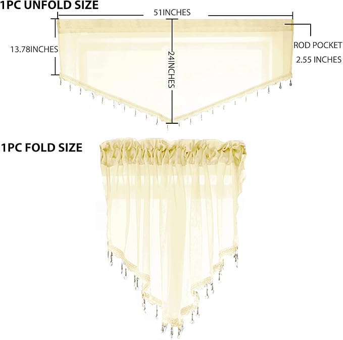 PearAge Beaded Sheer Valance Curtains - Image 2