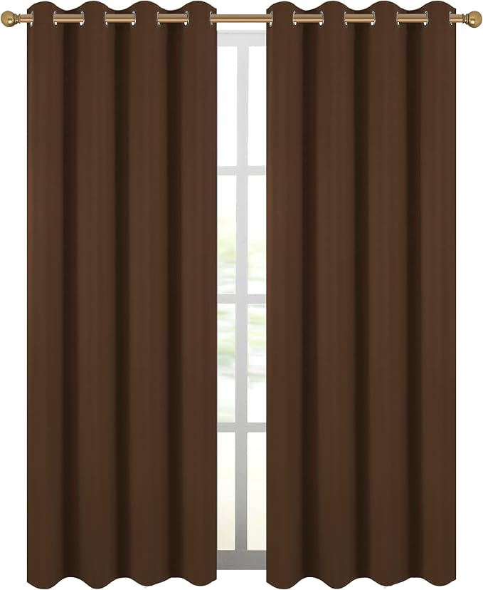 Diraysid Chocolate Brown Grommet Blackout Curtains - Image 2