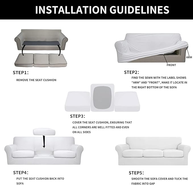 Easy-Going 4 Pieces Oversized Stretch Soft Couch Cover - Image 7