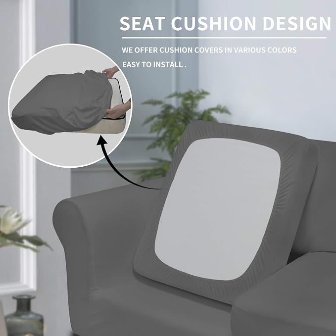Easy-Going Oversized 3 Pieces Stretch Fleece Soft Loveseat Couch Cover - Image 3