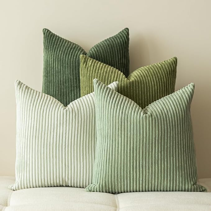 LANANAS Neutral Couch Throw Pillow Covers 18x18 Inch Set of 4 Sage Green by LANANAS