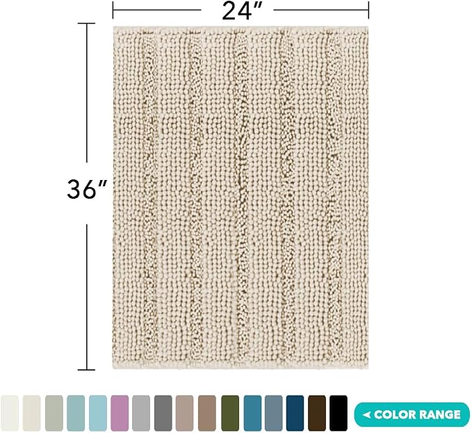 Turquoize Chenille Bath Rugs Shaggy Bathroom Rugs Non Slip Bath Mat - Image 2
