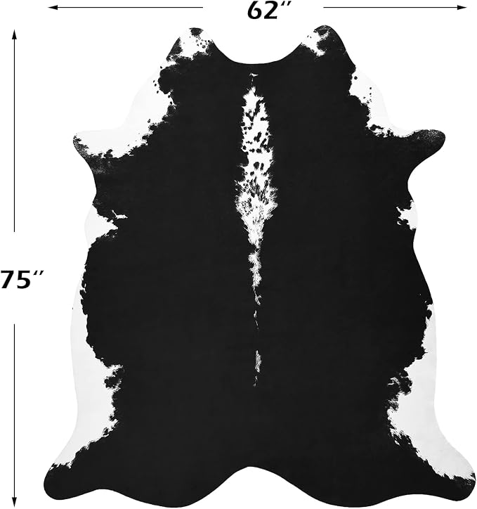 BENRON Premium Cowhide Rug Black, Faux Cow Hide Rugs - Image 2