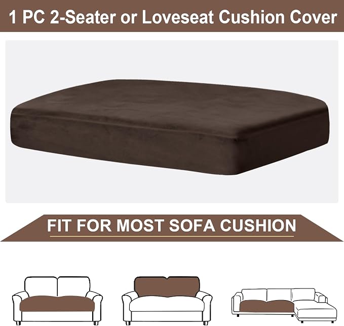 NAISI Couch Cushion Covers 1 Piece Velvet Stretch Loveseat Cover or 2 Seat Sofa - Image 6