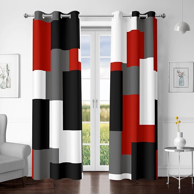 Tyrot Red Black 100% Blackout Curtains by TyrotHomeDecor