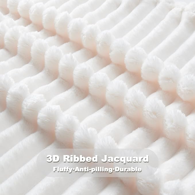 NEWCOSPLAY Super Soft Queen Blanket Ivory Premium Silky Flannel Fleece 3D - Image 5