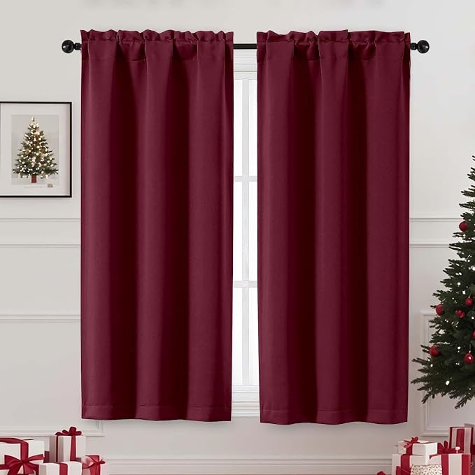 OVZME Christmas Burgundy Blackout Curtains by OVZME