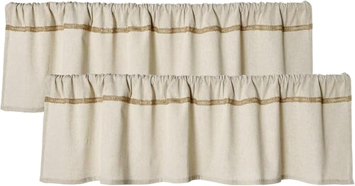 2 Pack Cotton Linen Valance for Windows by Oindec