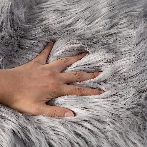Faux Fur Rug Runner 2x6 ft Gery - Image 6