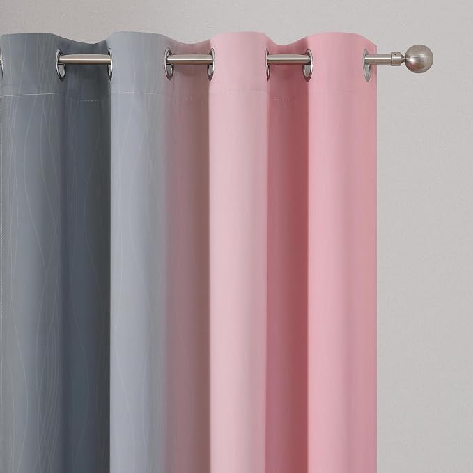 Ombre Pink and Gray Blackout Curtains 96 Inches Long, Full Room Darkening - Image 4