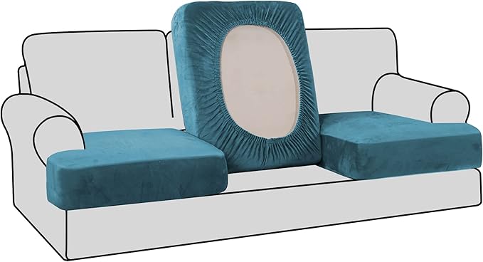 H.VERSAILTEX Stretch Velvet 3 Piece T Cushion Sofa Slipcovers Individually Sofa by HVERSAILTEX