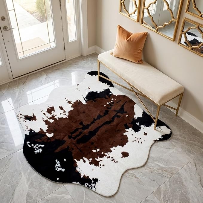 MustMat Faux Cowhide Rug 4'7''×5'3'' Cute and Soft Animal Print Area Rug - Image 9