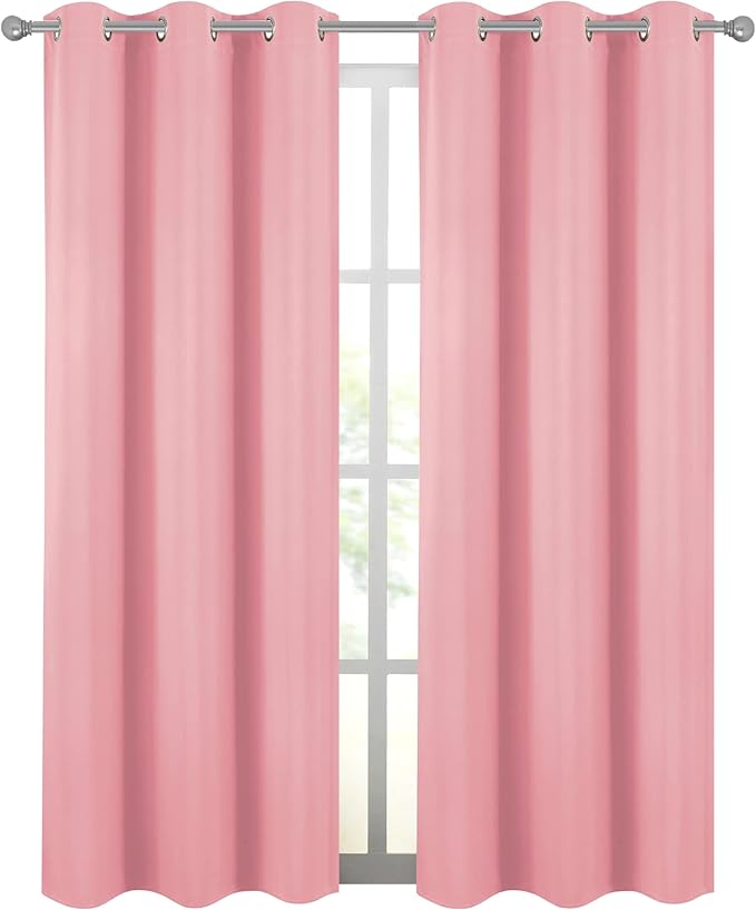Diraysid Pink Grommet Blackout Curtains - Image 2