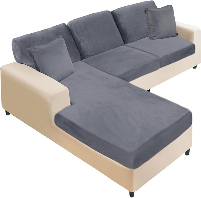 NAISI Sectional Couch Covers 6 Pieces Velvet Couch Cushion Covers L Shape Soft by NAISI